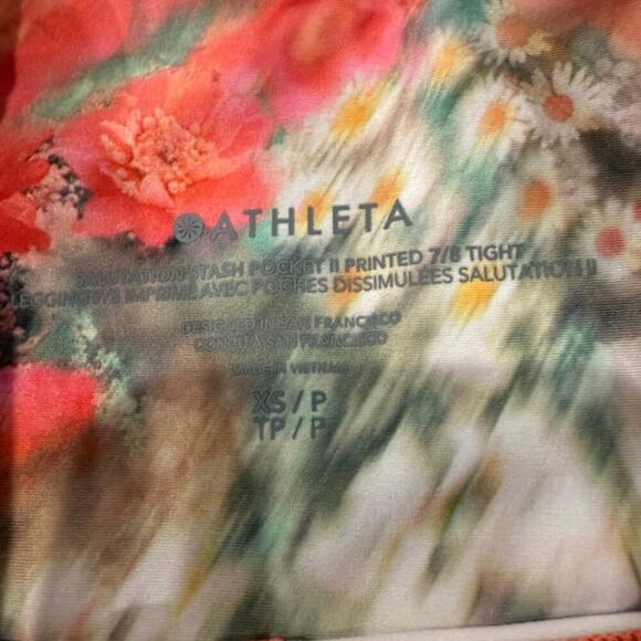 Athleta Salutation Stash Pocket II Printed 7/8 Leggings Women's XS Floral Pink - Picture 4 of 5